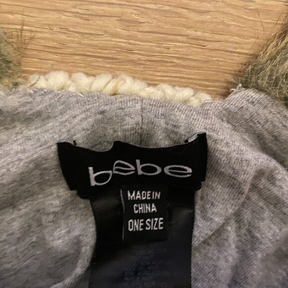 Bebe Cream Knit and Fleece Trapper Hat.  Faux Fur and Tassels. - Picture 6 of 7